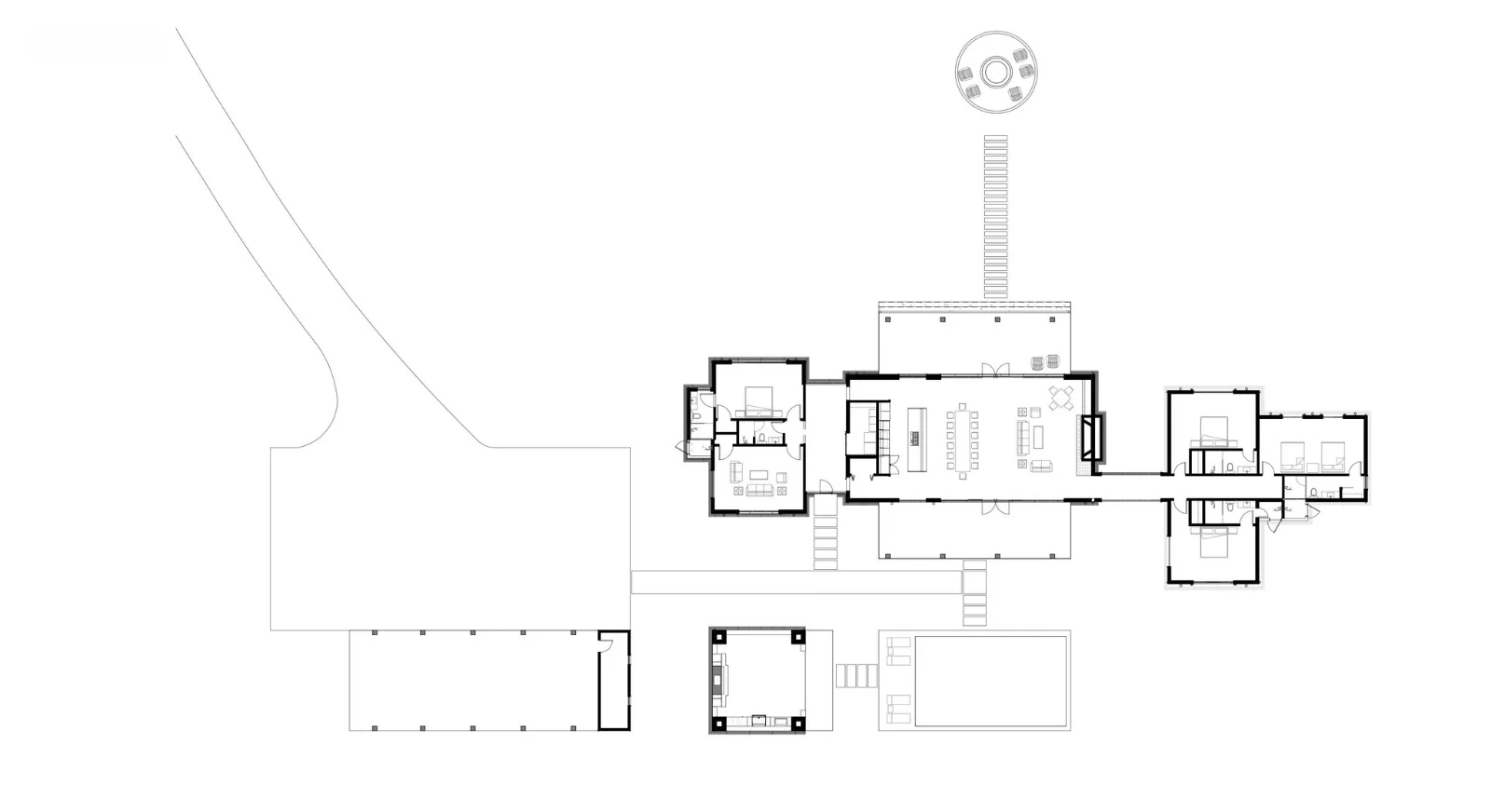 Architectural floor plan drawing for the Chaparral Ranch residence